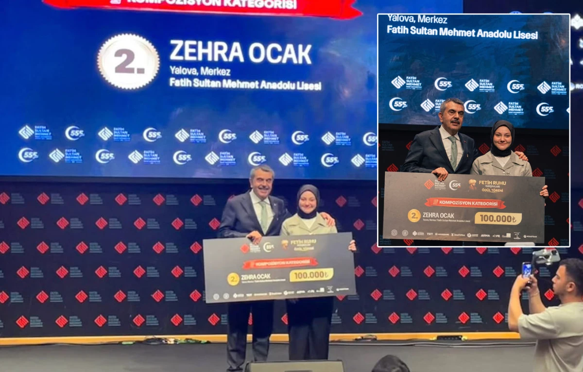 YALOVALI &Ouml;ĞRENCİ &Ouml;D&Uuml;L&Uuml;N&Uuml; MİLLİ EĞİTİM BAKANINDAN ALDI