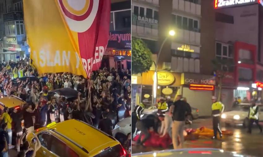 FENERBAHÇE TARAFTARLARINDAN GALATASARAY BAYRAKLARINA SALDIRI