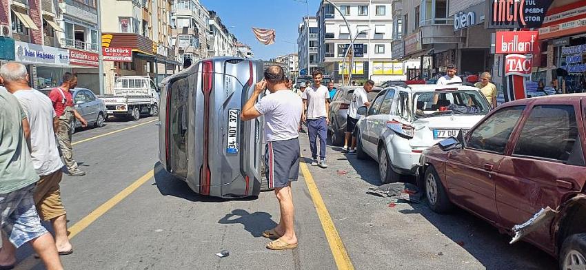 KONTROLDEN ÇIKAN SUV YAN YATTI