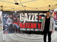 GAZZE’DEKİ VAHŞETE DİKKAT ÇEKMEK İÇİN STANT AÇTI