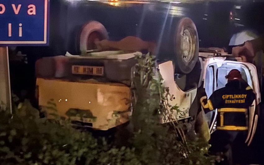 TAŞKÖPRÜ'DE OTOMOBİL TAKLA ATTI