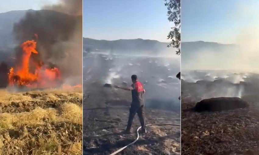 TARLADA BAŞLAYAN YANGIN SAMAN BALYALARINA SIÇRADI